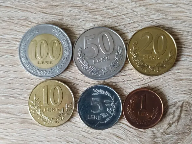 Albania set of 6 coins 100+50+20+10+5+1 lek 1995-2000