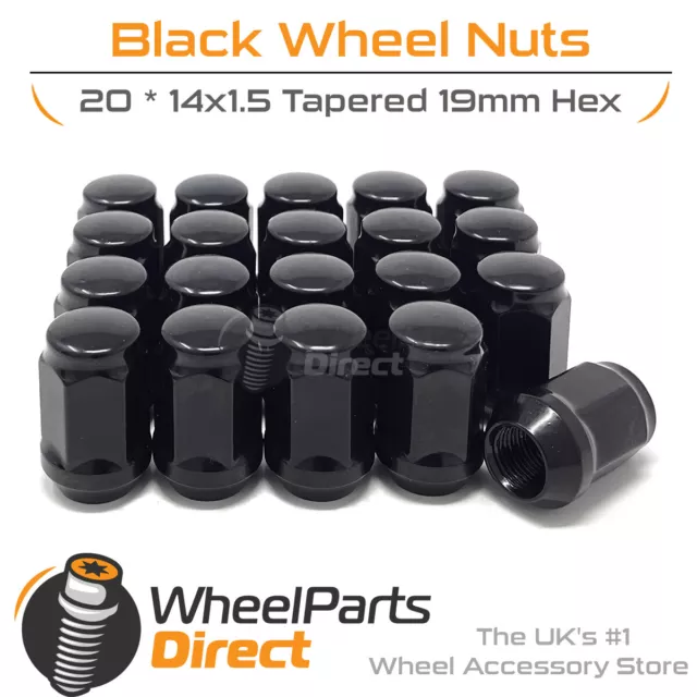 Wheel Nuts (20) Black for Land Rover Defender [L663] 19-22 on Aftermarket Wheels