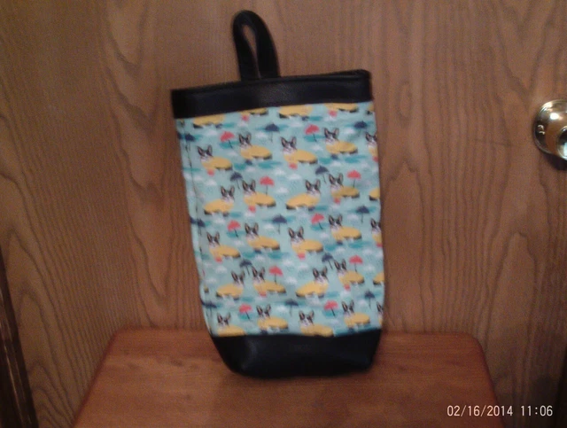 Handcrafted Car Litter Bag W/ Pembroke Welsh Corgis Wearing Yellow Raincoats