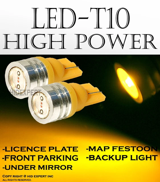 4 piece T10 168 194 W5W Yellow High Power LED Replaces Parking Light Lamps B661
