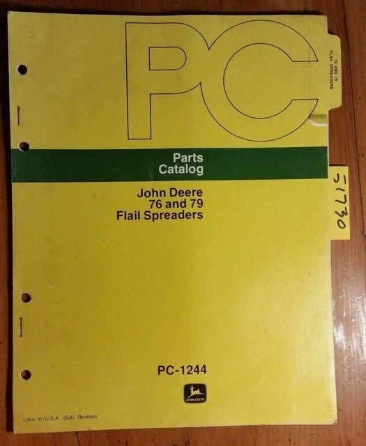 JOHN DEERE 76 79 Flail Spreader Parts Catalog Manual PC1244 4/76 15.