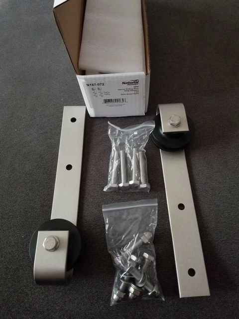National Hardware N187-072 Interior Siding door Strap Hangers  Satin Nickel NEW