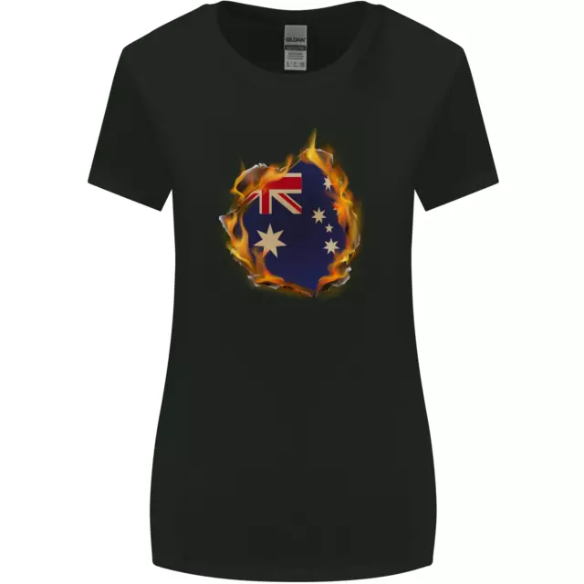 The Australian Flag Fire Effect Australia Womens Wider Cut T-Shirt