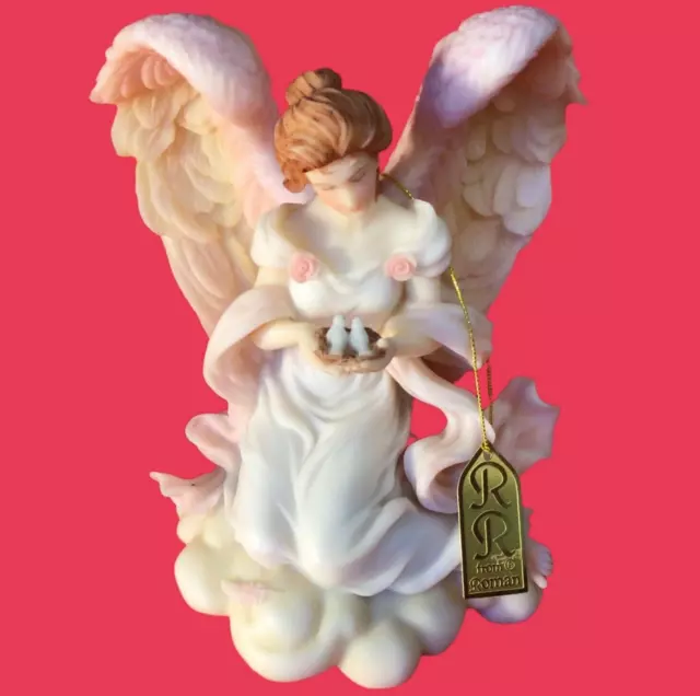 Seraphim Angels Classic Tess Tender One Holding Birds Nest 1997 by Roman Inc