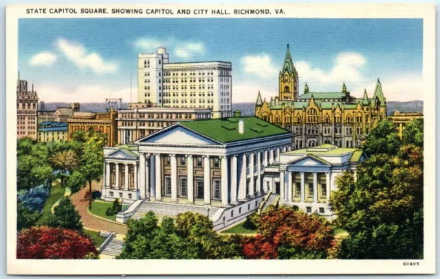 State Capitol Square, Showing Capitol and City Hall - Richmond, Virginia