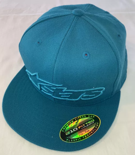 Alpinestars astars Flexfit Size 7 1/4-7 5/8 Aqua Hat 3D Embroidered Cap