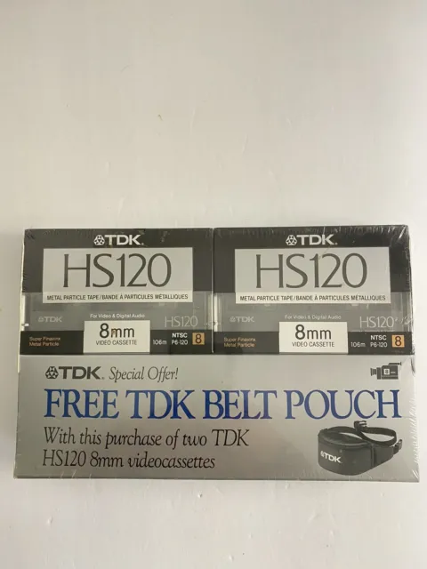 Cinta para videocámara TDK HS120 8 mm nuevo de nuevo con paquete Fannie TDK sellado de fábrica