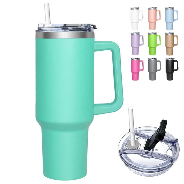 Mug Isotherme 1180 Ml (40 Oz) - Acier Inoxydable, Couvercle 2-en-1 Avec Paille, Neuf