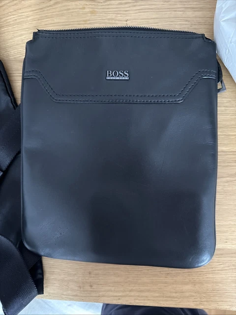 HUGO BOSS LEATHER Messenger Bag And Original “case”