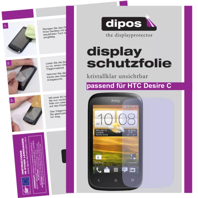 1x Schutzfolie für HTC Desire C  klar Display unsichtbar Passgenau