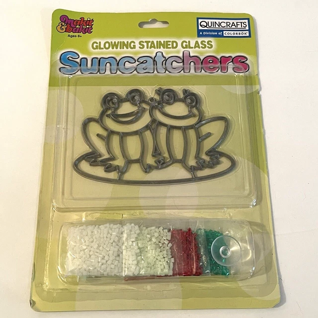 VTG MAKIT BAKIT Frogs Suncatcher Glowing Stained Glass Kit Make It Bake