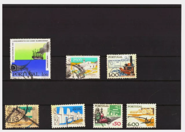 7   verschieden Briefmarken " Portugal  "  gestempelt + mit Steckkarte