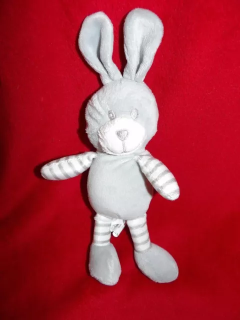 DOUDOU PELUCHE TOM ET & KIDDY Bisous d'ange Lapin Gris Rayures NEUF