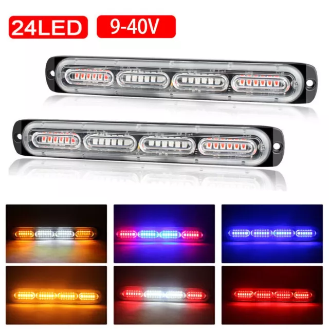 18-Modi 24*LED Auto KFZ Frontblitzer Blitzlicht Warnleuchte LKW Strobe Licht 12V