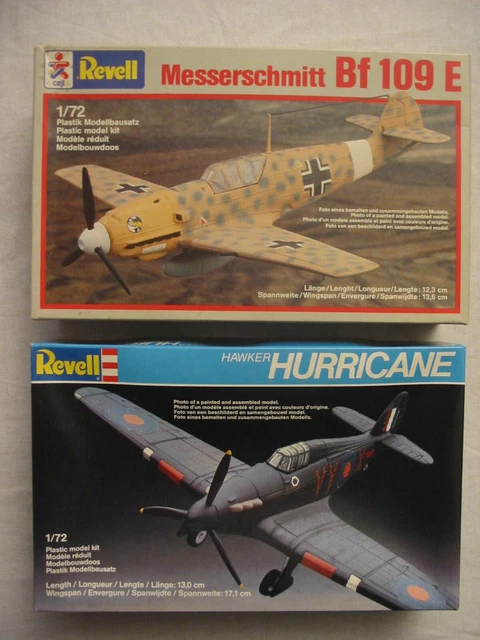REVELL HAWKER HURRICANE MESSERSCHMITT BF 109 E 1/72 lot vintage
