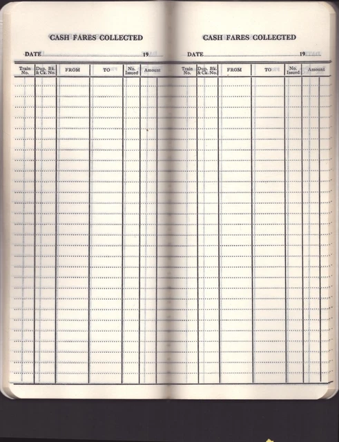 Vintage New York Central System Railroad Cash Fares Collected Long Form 4x8" New