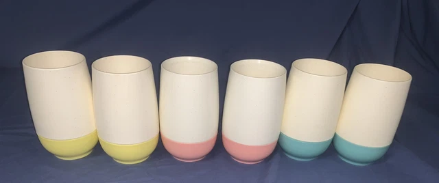 f5 6 5 1/8” Aqua PINK  YELLOW VACRON Bopp-Decker Vacuum Plastic Tumblers Glasses