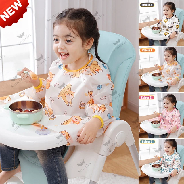 Baby Feeding Bibs Waterproof Feeding Apron Toddler Weaning Long Sleeve Kids Eat