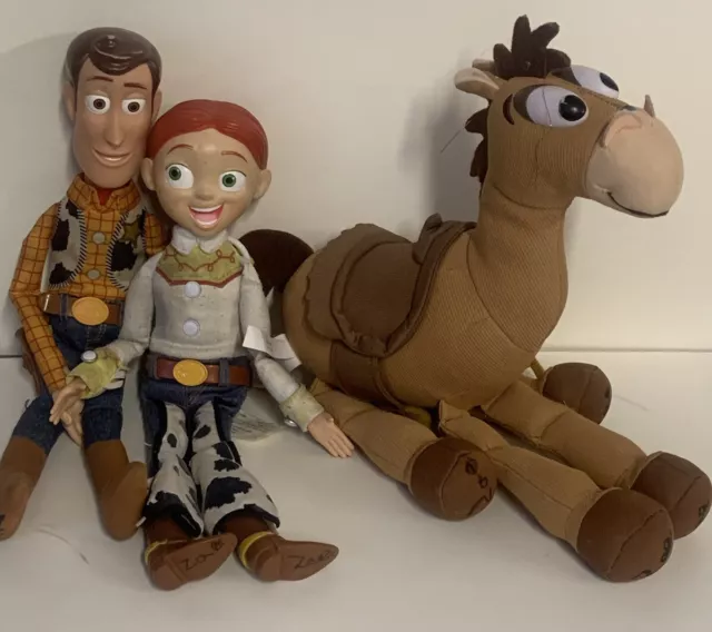 Disney Pixar Toy Story Talking Woody, Pull String Jessie, & Bullseye Lot