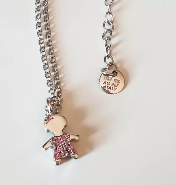 Collana Jack e Co BIMBA BAMBINA in argento massiccio 925 e cristalli ROSA