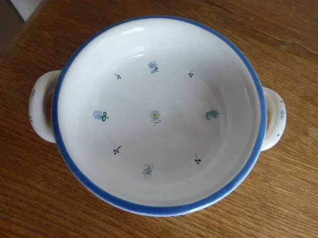 Gollhammer Keramik - kleine Schale mit Henkel - Streublumen weiß/blau
