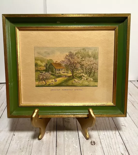 Vintage Framed "AMERICAN HOMESTEAD SPRING" Print Currier and Ives Original Frame