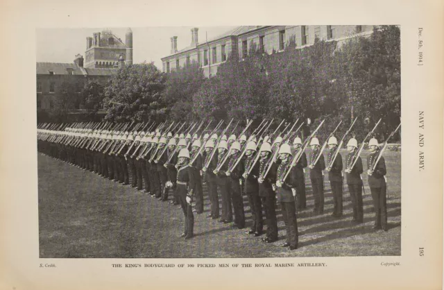 1914 Ww1 Print Kings Bodyguard Of 100 Picked Men Royal Marine Artillery