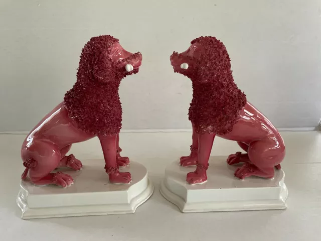 Vintage Italian Red Pink Pair of 9" Spaghetti Dogs on Base- Set of 2