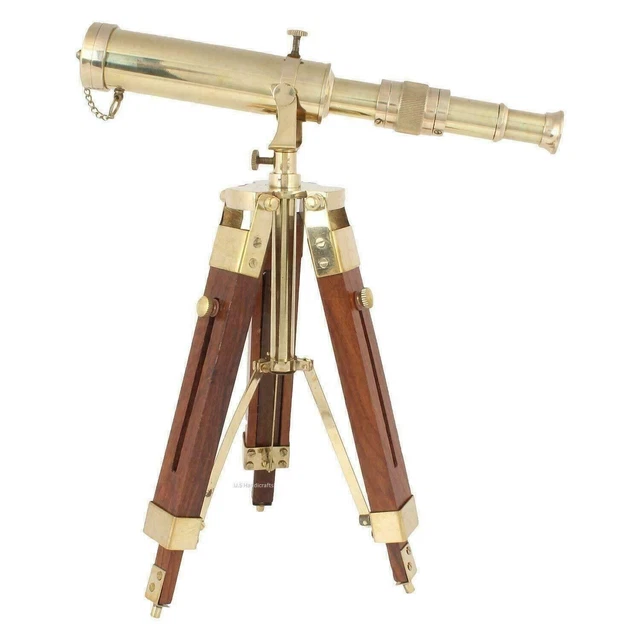 Telescopio marittimo in ottone vintage antico con supporto per treppiede...