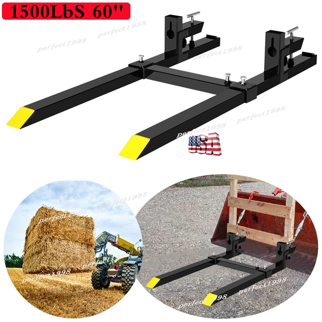 1500Lbs 60'' Tractor Pallet Forks Clamp on Skid Steer Loader Bucket Quick Attach