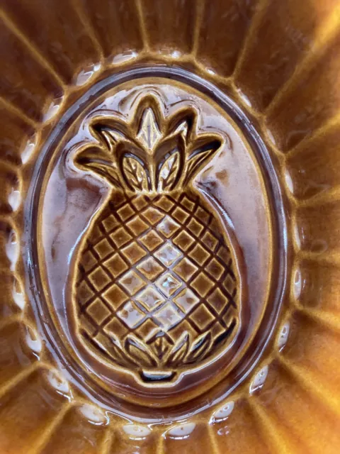 Williams Sonoma Ceramic Pineapple Brown Glazed Jello Cranberry Mold 7” EUC.