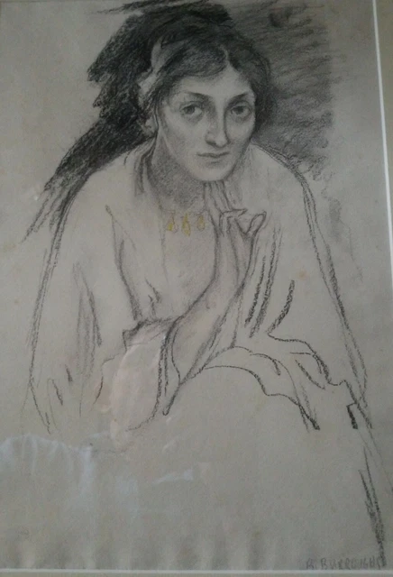 Dessin Original Au Charbon De Bois - Homme Dans Un Fauteuil - Œuvre Figurative Unique