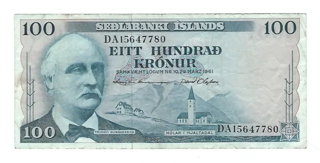 Iceland - 1961 , One Hundred (100) Kronur