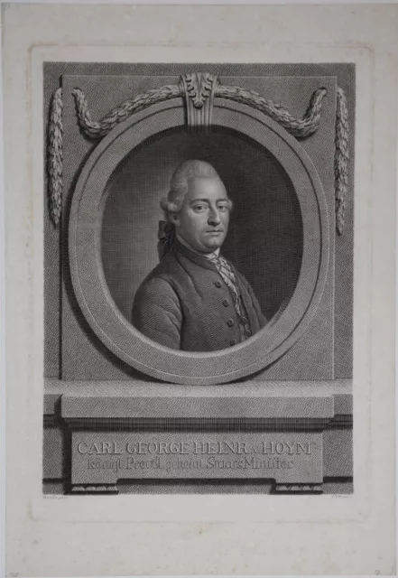 Karl Georg H. Graf von Hoym (1739-1807) gr. Kupferstich von Bause Portrait ca. 1