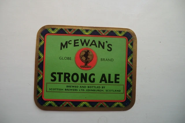 MINT McEWAN'S EDINBURGH STRONG ALE BREWERY BEER BOTTLE LABEL GLOBE BRAND