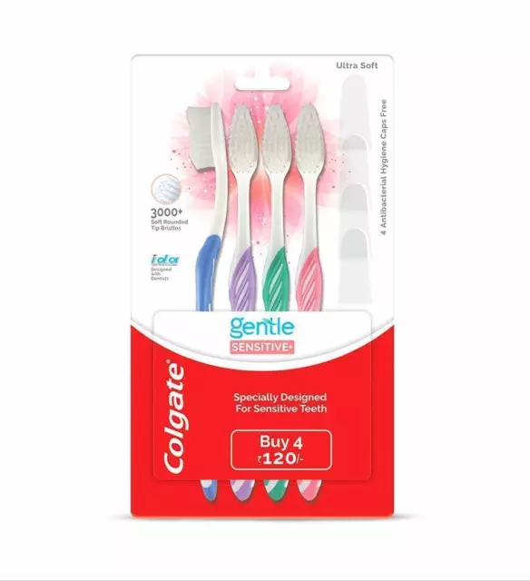 Cepillo de dientes Colgate Gentle Sensitive Soft Brist - 4 piezas (Paquete de 1)