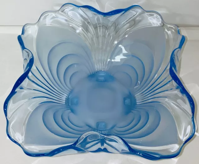 Cambridge CAPRICE BLUE ALPINE * 8" - 4 FOOTED SQUARE CRIMPED BOWL * 50*