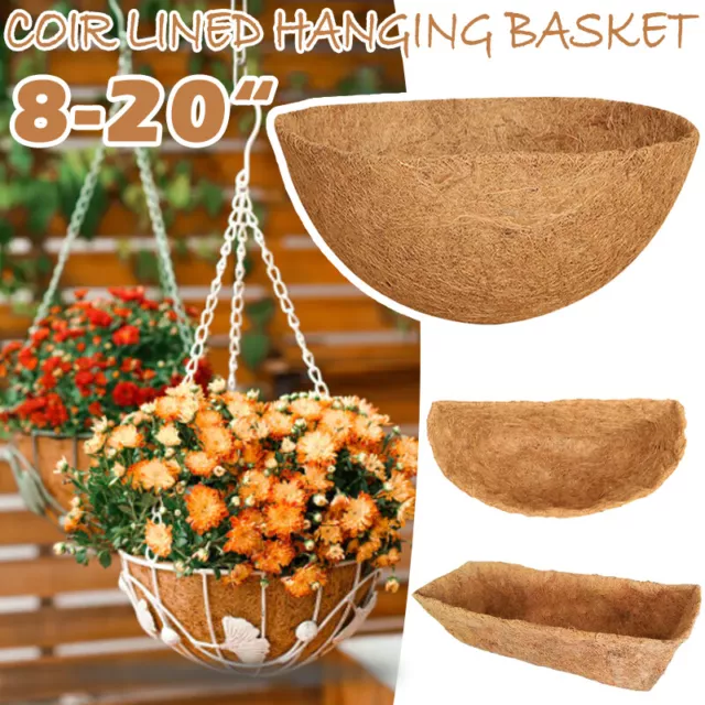 Moulded Hanging Round Basket Liners Coconut Natural Coco Fibre 12" 14" 16" 18"