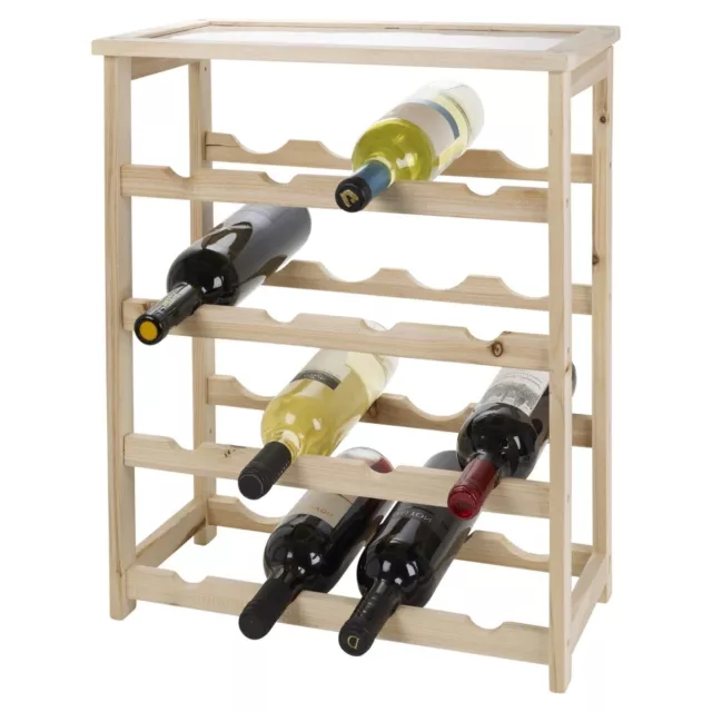 Wooden 16 Bottle Wine Holder Stand Rack Shelving Storage Cabinet For Kitchen Pub