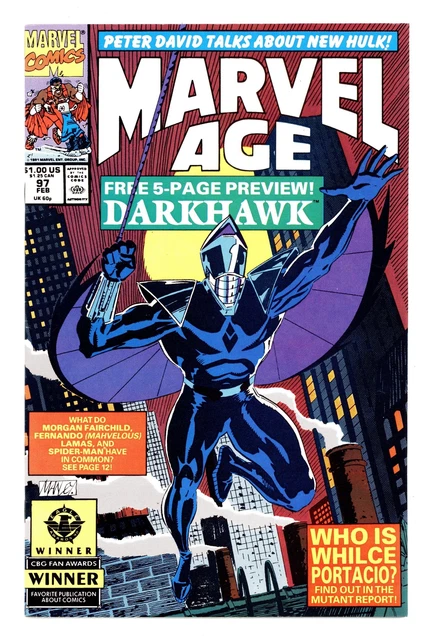 Marvel Age #97 FN/VF 7.0 1991 1st app. Darkhawk