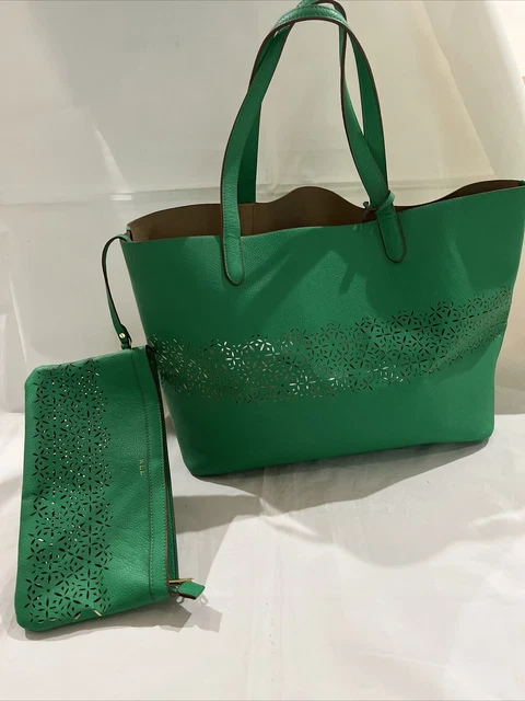 RALPH LAUREN LASER Cut Perforated Chantilly II Tote Bag Clutch