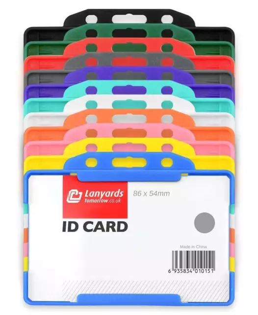 1x SINGLE SIDED HORIZONTAL Colour Plastic Rigid Badge ID Credit Card Holder UK