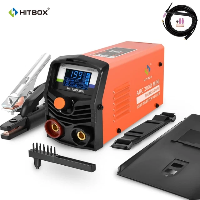 Poste Souder Portable Débutant HITBOX Mini Poste à Souder Inverter 200A 2 -en-1 MMA/Lift TIG Poste Soudage MMA Lift TIG