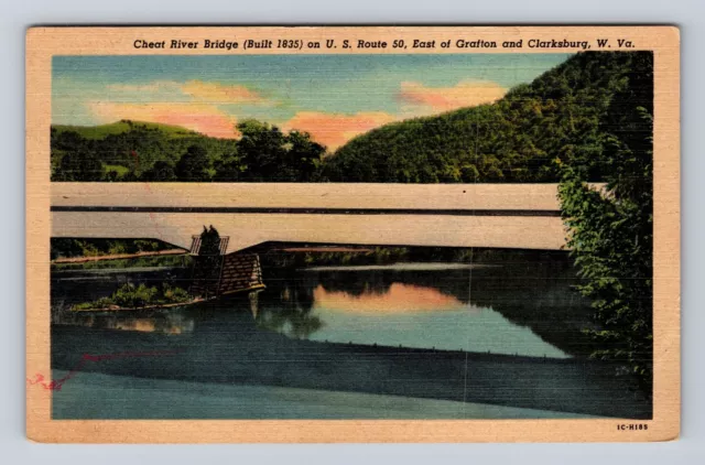 Clarksburg WV-West Virginia, Cheat River Bridge, Antique, Vintage Postcard