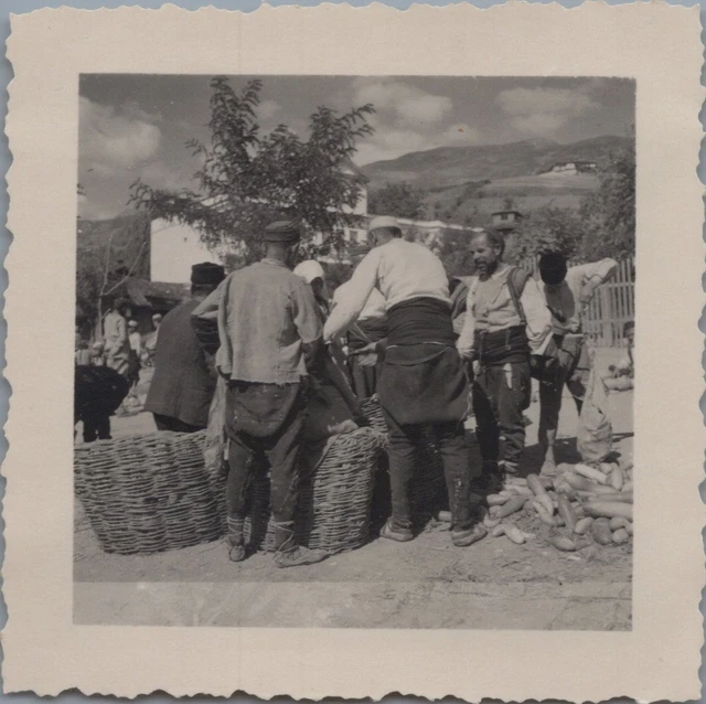 Tirage Argentique Original Vintage - Tetovo, Macédoine, Le Marché, Circa 1930 - 6,5x6,5 Cm