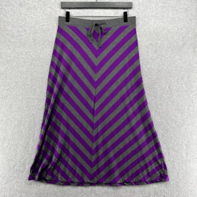 Old Navy Women's Gray Purple Chevron Stripe Knit Pull On Maxi Skirt Size M