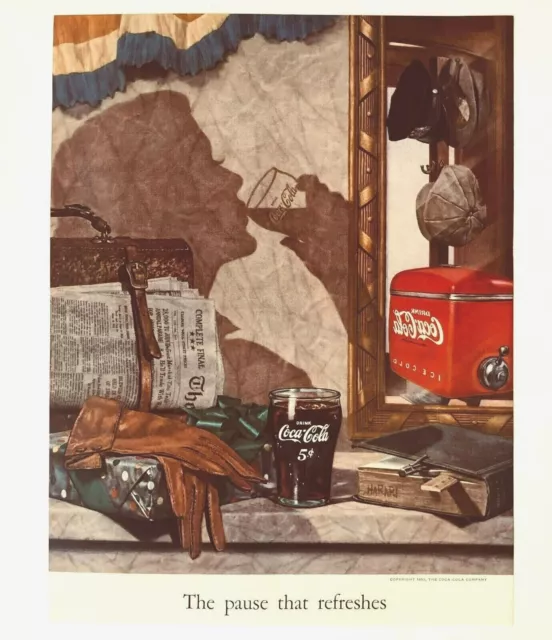 1950 Coca Cola Advertisement Person Shadow Drinking Coke Newspaper Vtg Print AD