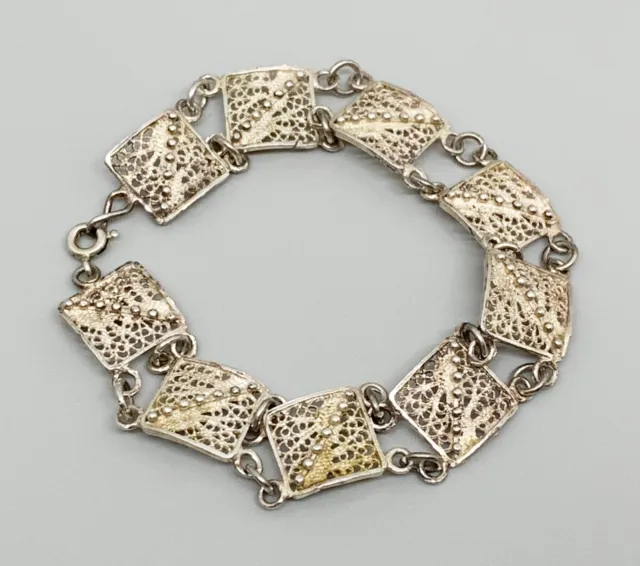 Vintage Armband - filigran - silberfarbendes Metall (kein Silber) - ca. 18cm