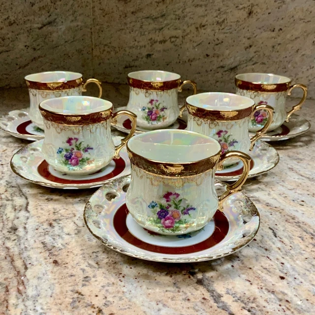YOLIFE Porzellan-Teetassen Set (2er) – Elfenbein Mit Goldener Blatt-Rose-Deko, Inkl. Untertassen, Geschenkbox, Tragetasche & Karte – Perfekt Als Geschenk Für Frauen