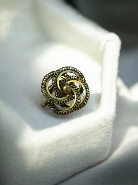 Broche Vintage Aztèque Maya En Métal Doré - Poids 31,2 G - Occasion Rare